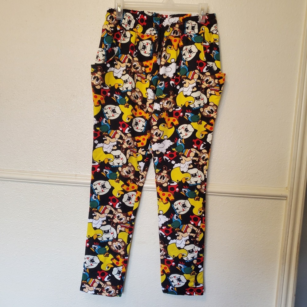 Pancoat Equipment Cartoon Print Joggers XL Yellow Black Monkey Duck Streetwear